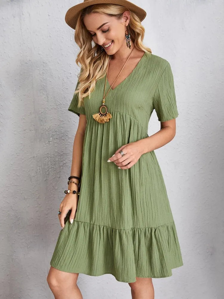 Crepe V-Neck Dress Andorra