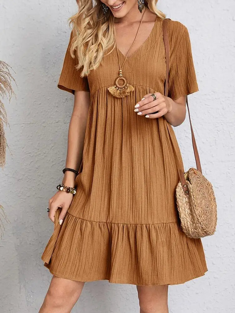 Crepe V-Neck Dress Andorra