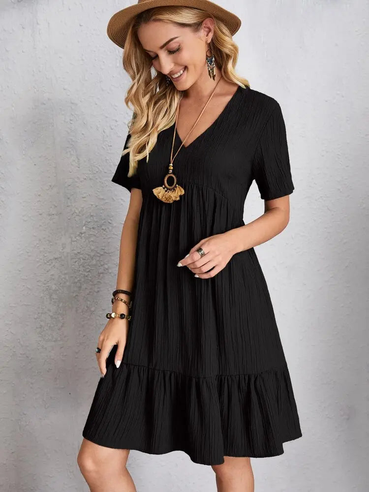 Crepe V-Neck Dress Andorra