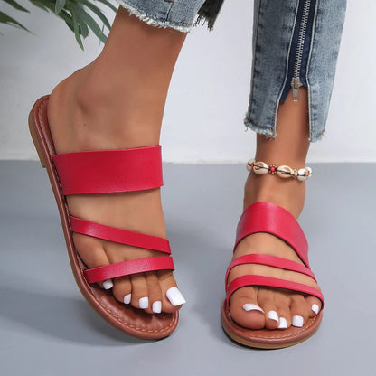 Women's Flat Leather Sandal Beauty