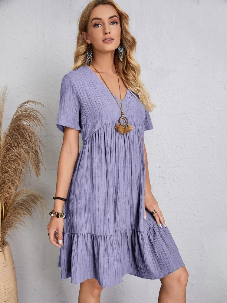 Crepe V-Neck Dress Andorra