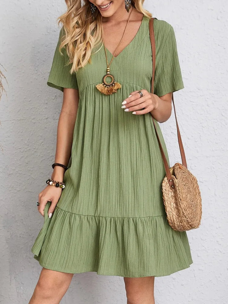 Crepe V-Neck Dress Andorra
