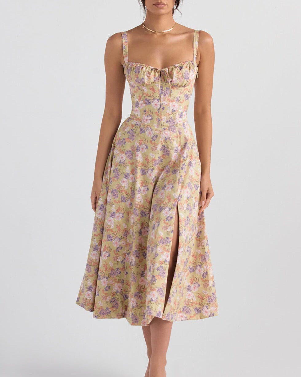 Floral Midi Dress with Side Slit