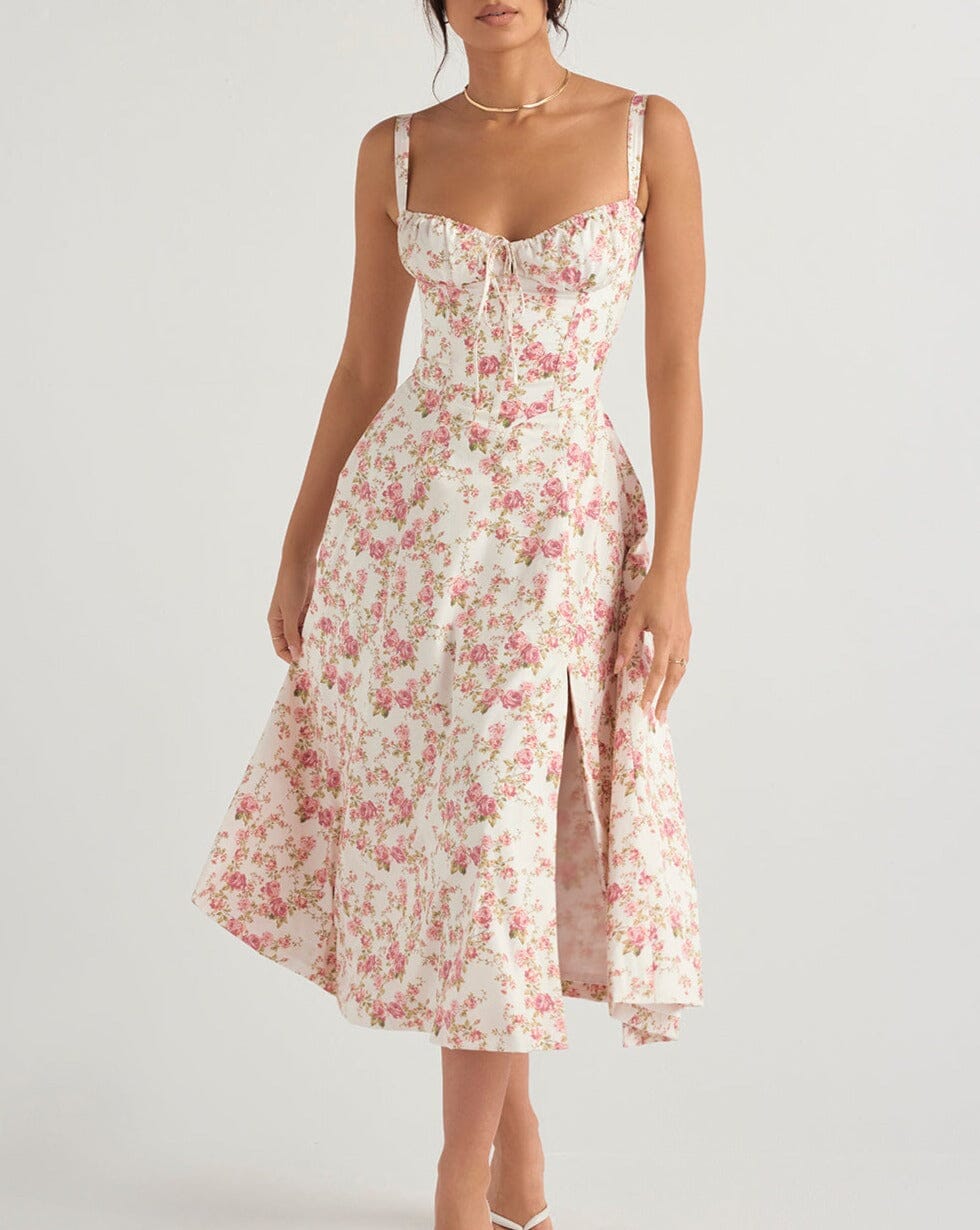Floral Midi Dress with Side Slit