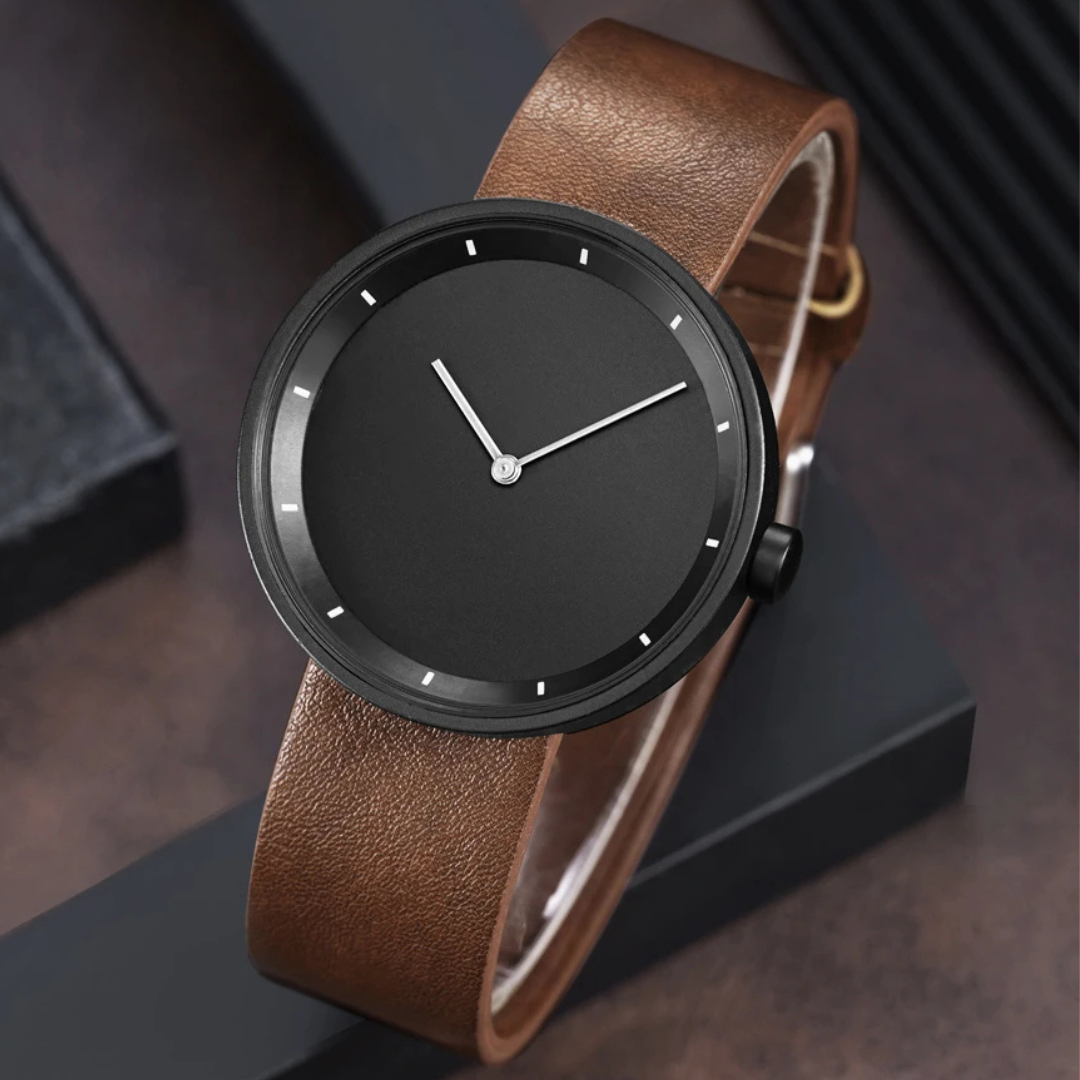 Men’s Classic Minimalist Watch with Leather Strap