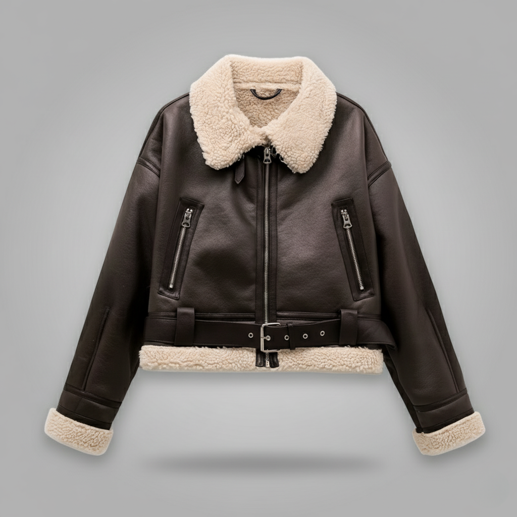 Éclat Parisien™ - Premium Vegan Leather Aviator Jacket