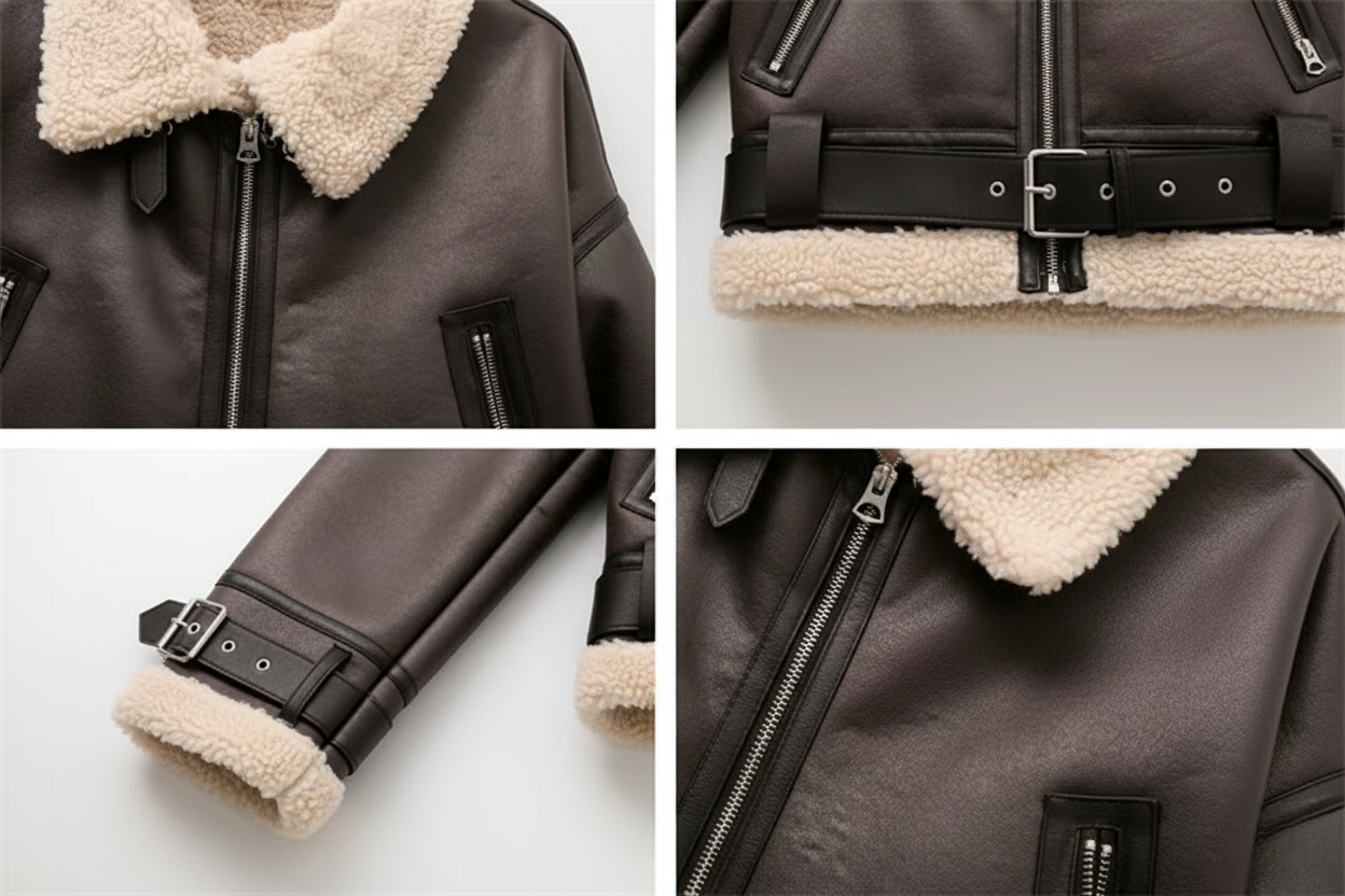 Éclat Parisien™ - Premium Vegan Leather Aviator Jacket