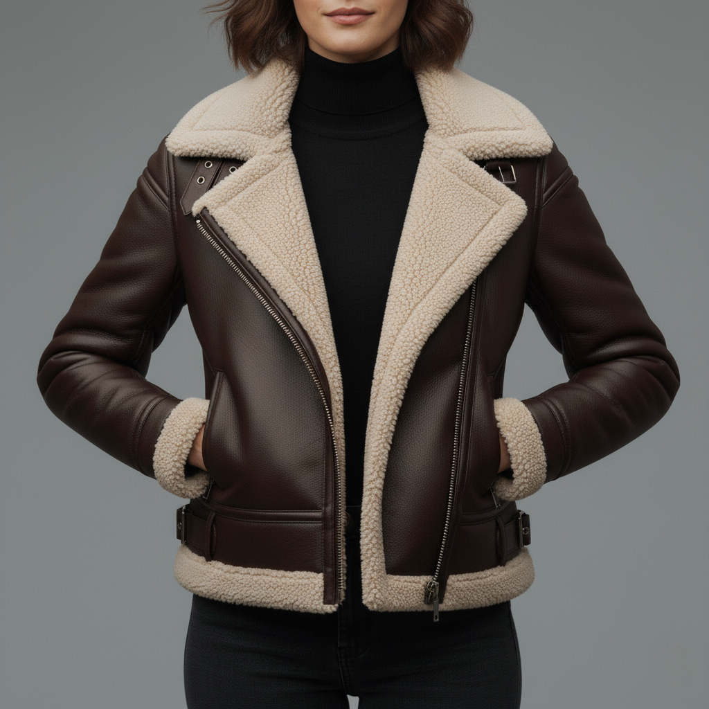 Éclat Parisien™ - Premium Vegan Leather Aviator Jacket