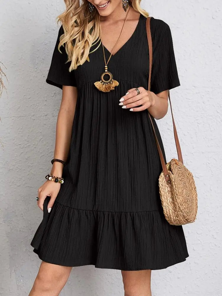 Crepe V-Neck Dress Andorra